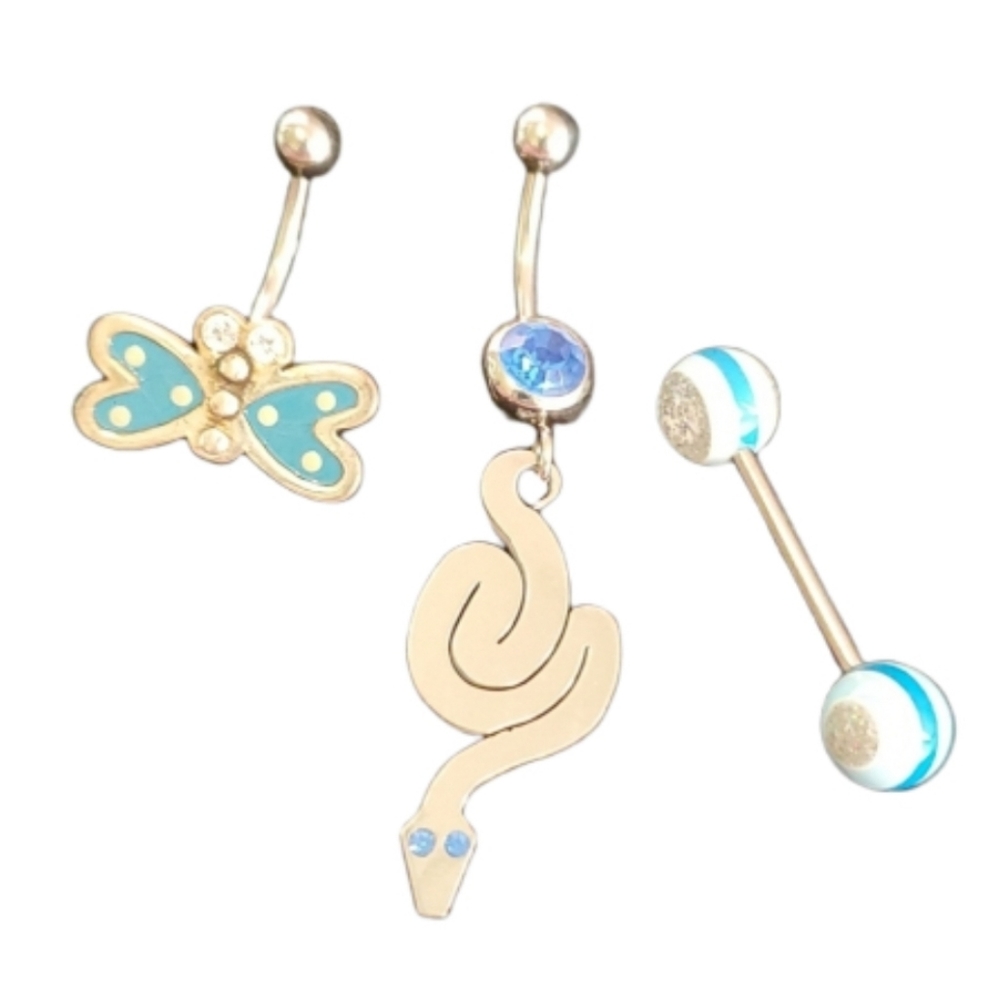 Body Jewelry NWOT 14 Gauge Surgical Steel Tongue and Belly Button Blue